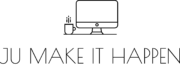 JU MAKE IT HAPPEN Website Mentoring Logo, schwarz auf transparentem Hintergrund